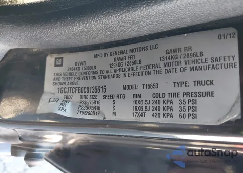 2012 Chevrolet Colorado 1Lt from USA, damaged, VIN 1GCJTCFE0C8135615